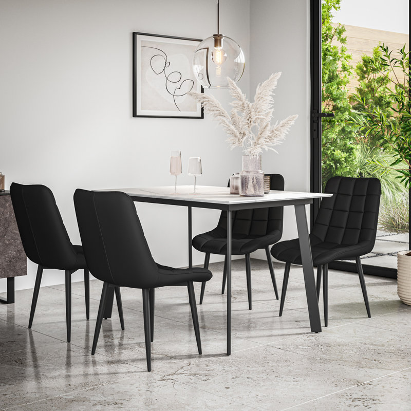 Danyll 6 - Person Dining Set, White/Black/Black