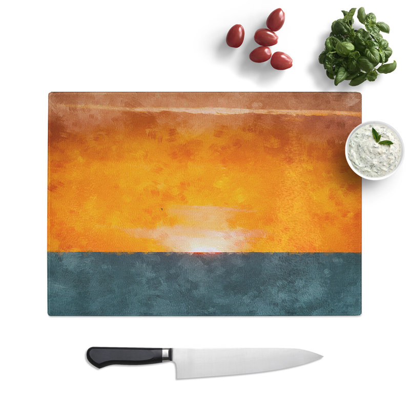Tempered Glass Sunrise Horizon Chopping Board, 20 cm x 28.5 cm