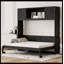 Grand lit escamotable noir avec armoires de rangement-789903183