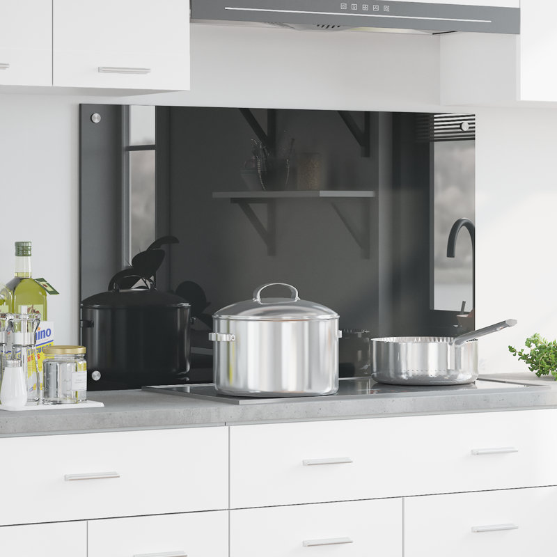 Kitchen Backsplash Tempered Glass, Grey, 60 x 100 cm