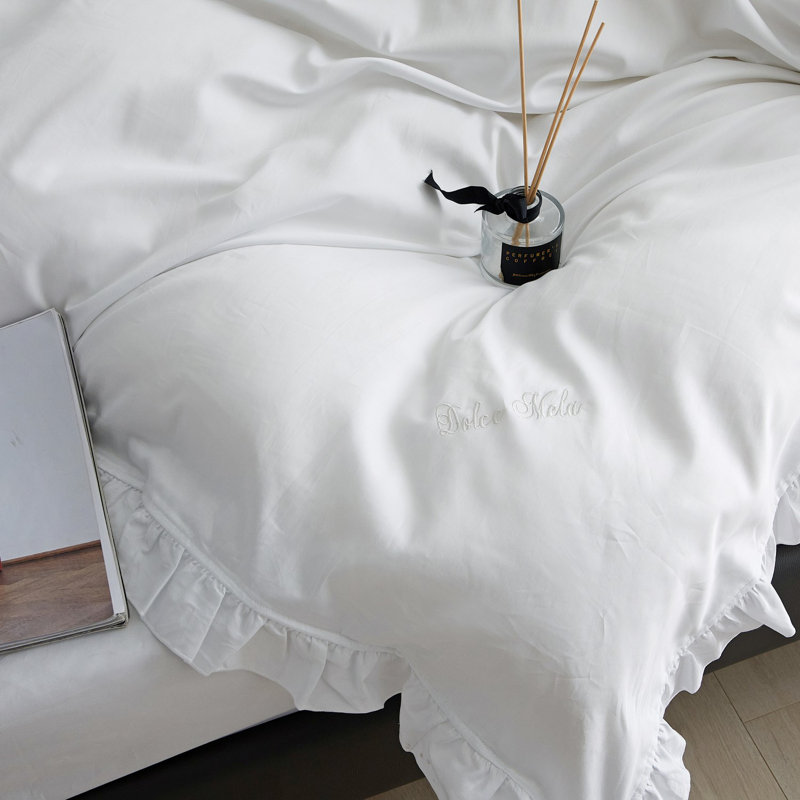 Cotton Sateen Duvet Cover, White, Twin Duvet Cover + 3 Additional Pieces 