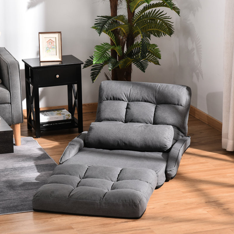 Canapé-lit convertible, gris, 5 positions réglables, chaise de lit rembourrée respirante, 21 fonctions, confort supplémentaire
