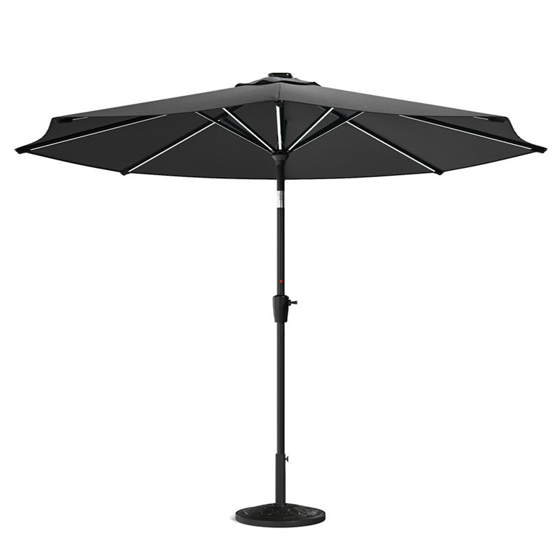 Aisyah 300cm Lighted Market Parasol, Dark Grey