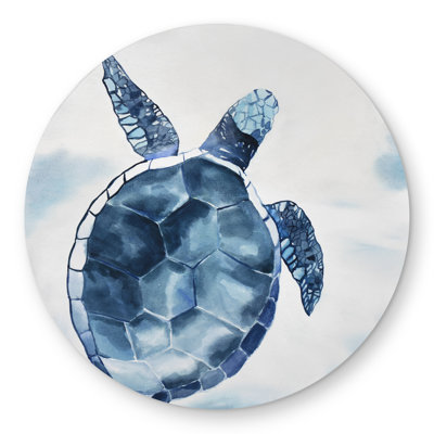 Blue Turtle Coastal Bathroom Round Outdoor Area Rug | Home Decor