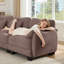 Canapé en forme de U en chenille avec 3 coussins de taille exquise, canapé modulaire surdimensionné à 3 places avec 2 repose-pieds mobiles, conception incurvée ergonomique, canapé modulaire facile à assembler pour le bureau du salon, poussière de rose