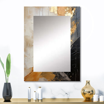 Minimalism Chrome Gold And Black Poteries - Modern Wall Mirror
