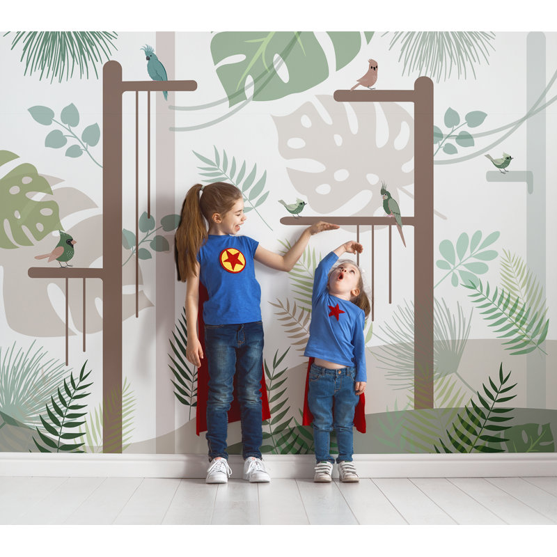 Papier peint tropical chambre d'enfant, L 143 po x l 94,92 po