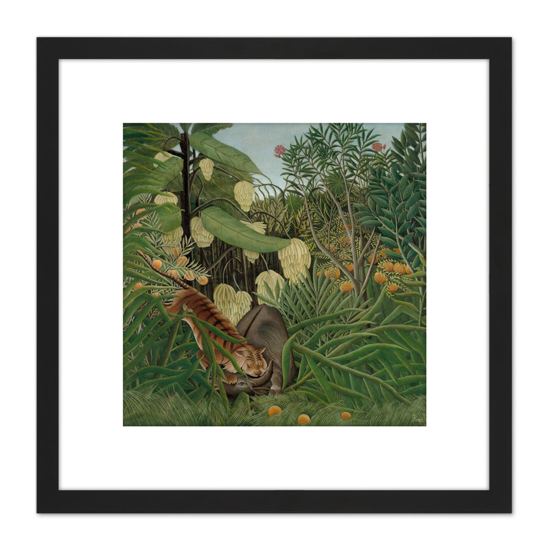 Fight Between A Tiger And A Buffalo 1908 by Rosseau - Single Picture Frame Painting