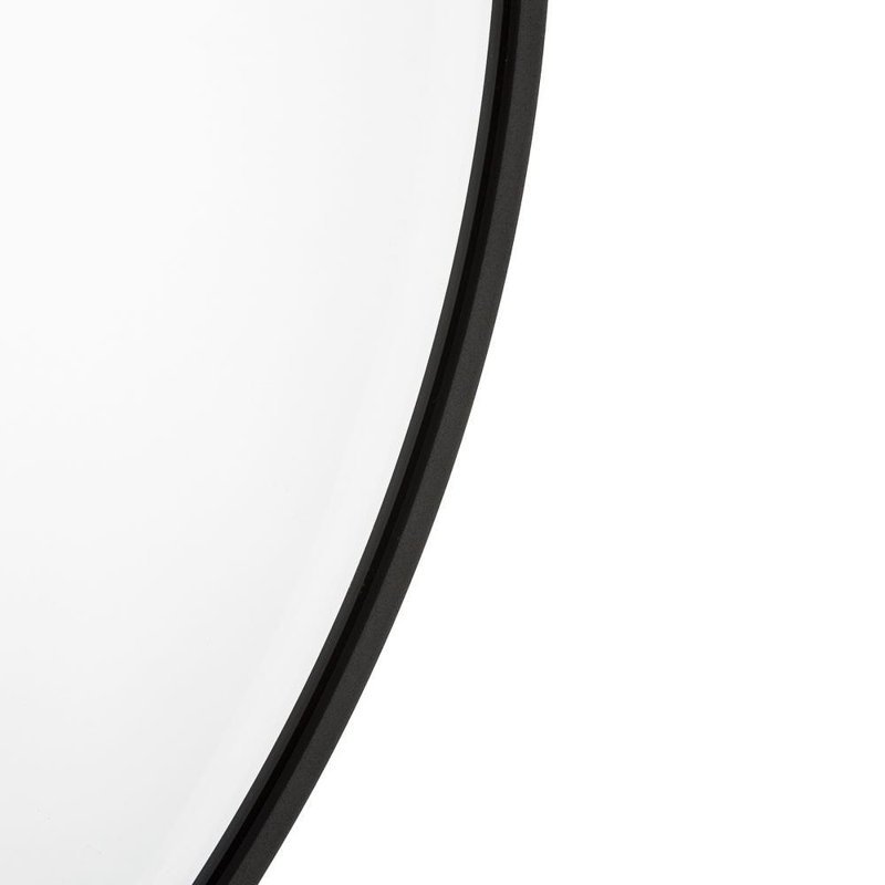 Bali Round Metal Modern Wall Mirror, 32" x 32", Black