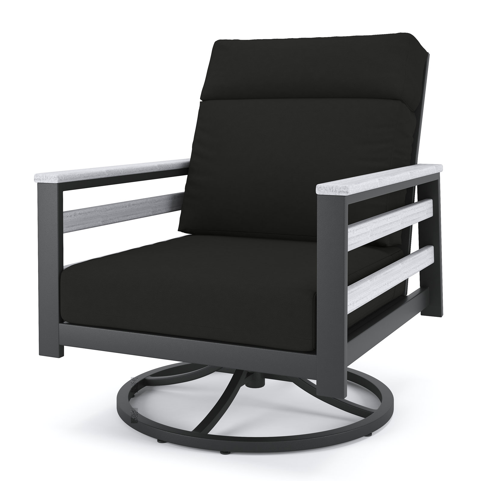 Townsend Sunbrella® Swivel Patio Lounge Chair, Canvas Granite, White