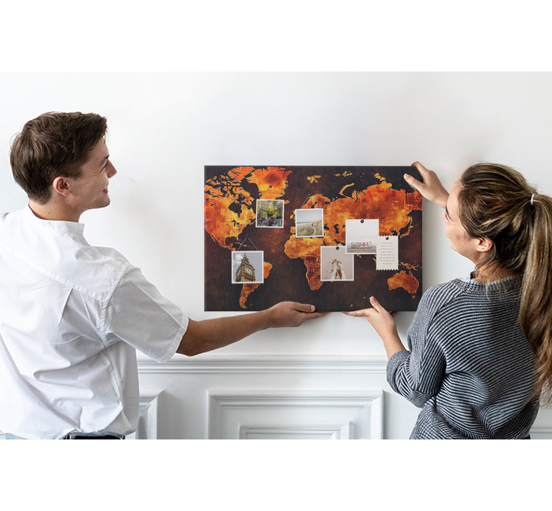 Wall Mounted bulletin board print decorative wall pin board for wall decorative corkboard Map of the world