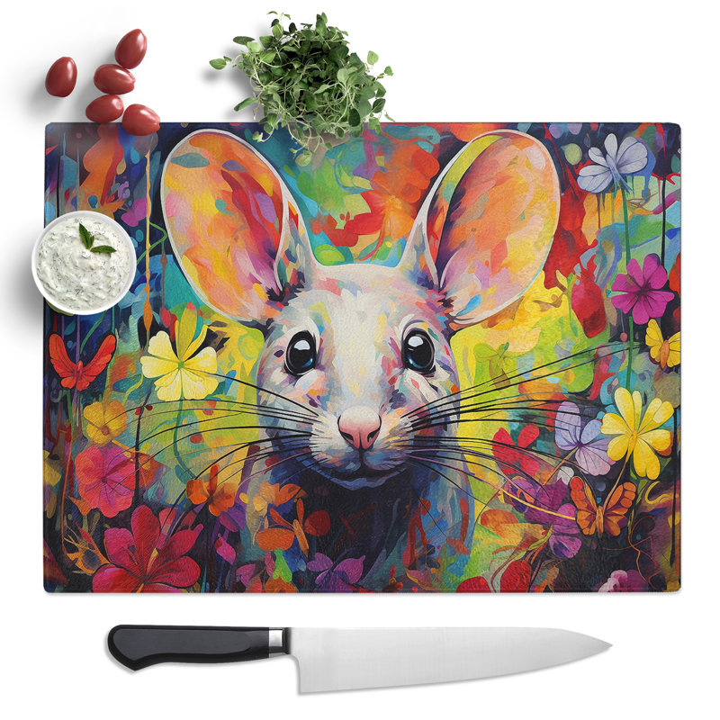 Mouse Pop Art  Glass Chopping Board