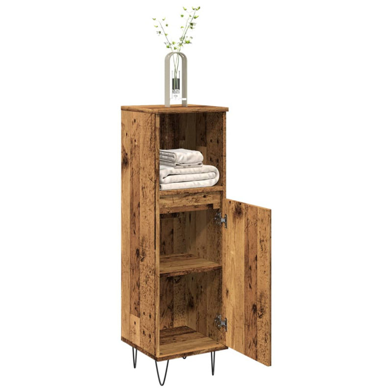 Ashkum Freestanding Bathroom Cabinet, Old Wood