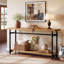 Console de 63 po en bois massif, table de vestibule avec rangement et structure en métal, table basse de salon Farmhouse