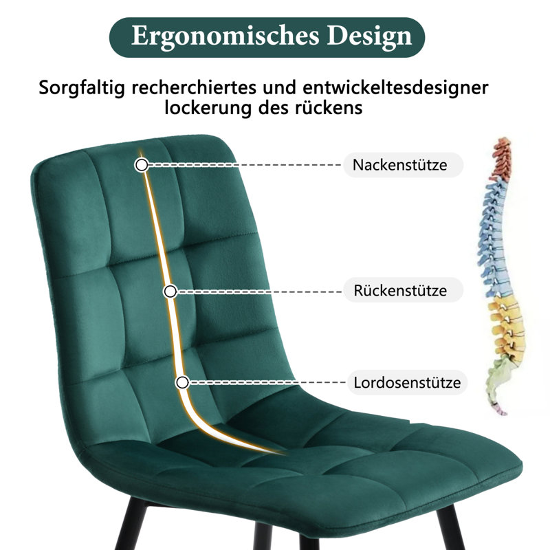 Fabric Upholstered Metal Parsons Chair, Green