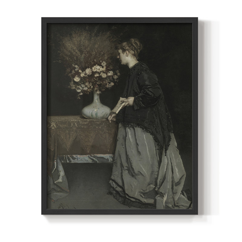 «Vintage Portrait Print XLIX», reproduction encadrée - bois massif, H 30 po x l 24 po, Noir, noir, noir, noir