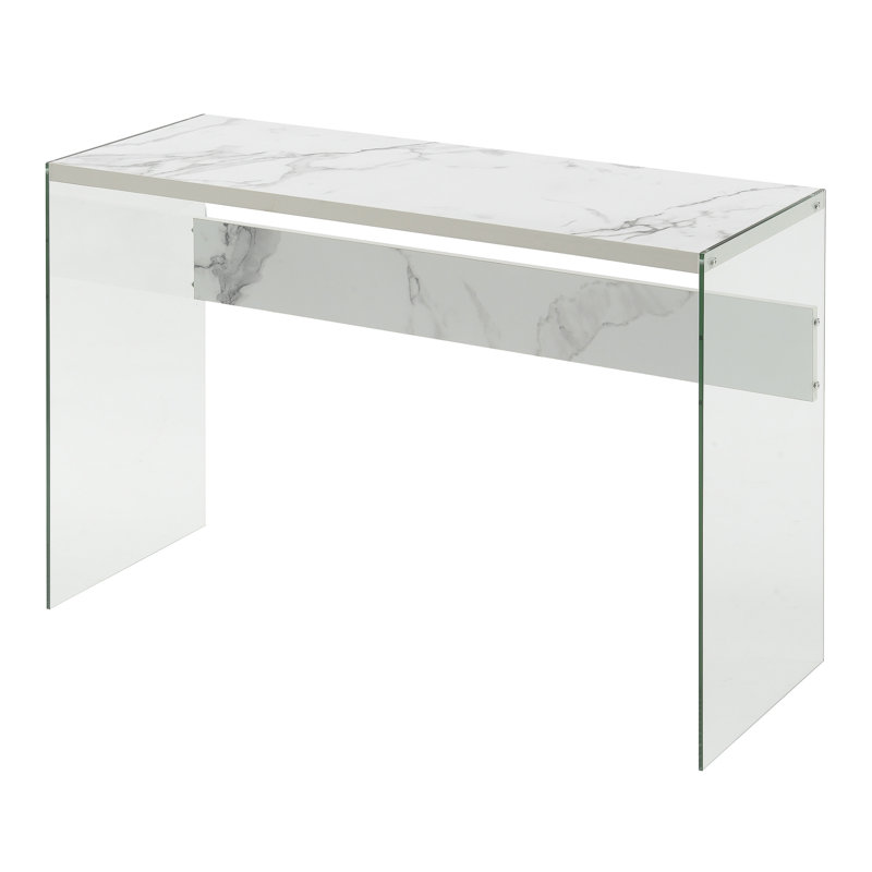 Allegonda 44'' Console Table with Glass Frame, White Faux Marble