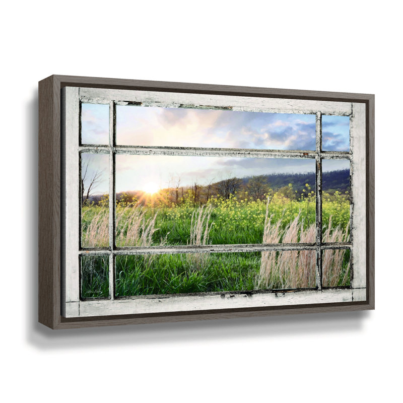 «Country Sunset» sur toile par Lori Deiter, Cadre flottant gris, H 18 po x l 24 po x P 2 po