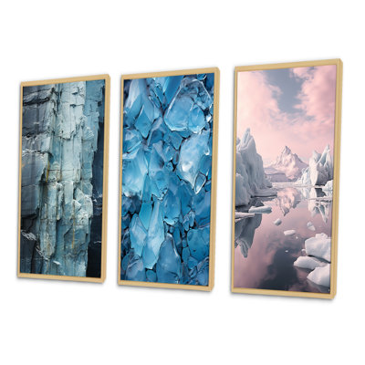 " Glacier Glaciers Edge I " 3 - Pieces on Canvas