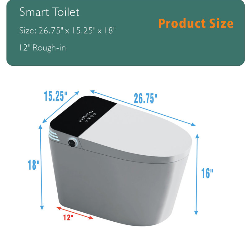 Toilette bidet avancée - chasse d'eau automatique, séchage à l'air chaud, désodorisation intégrée à température réglable, réglage de la température du siège, appareil de salle de bain blanc