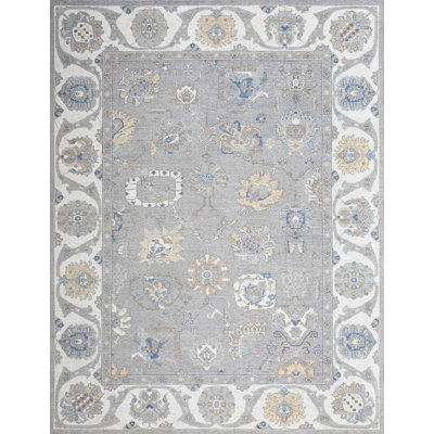 Tapis rectangulaire en laine noué à la main Oushak