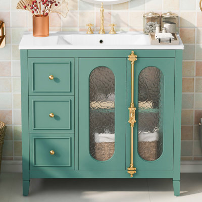 Meuble-lavabo simple 36 po avec comptoir en céramique 36 po