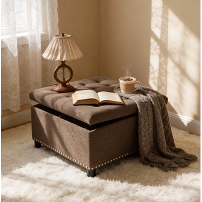 Storage Ottoman, Tufted Footstool, Nailhead Trim Ottoman, Square Storage Ottoman, Upholstered Coffee Table, Bedroom Storage, Living Room Accent, Ottom