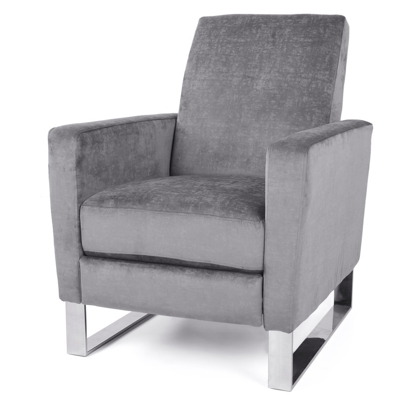 Fauteuil inclinable manuel Cesilie, Velours, Gris