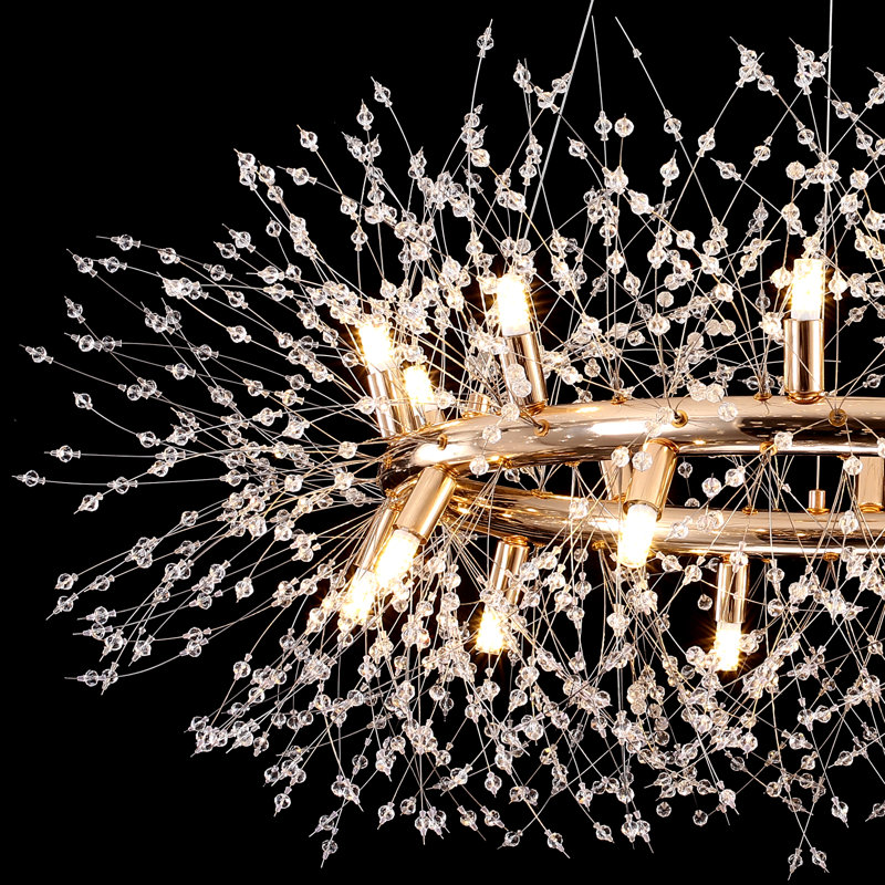 Lustre spoutnik en cristal Geetika Firework, H 15,7 po x l 39,4 po x P 39,4 po, Or