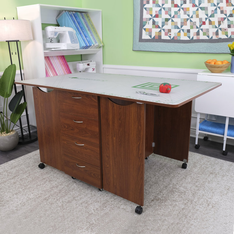 Teak Expandable CraftMaster Cutting Table with Storage