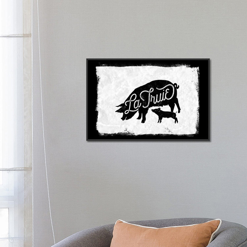 «La Truie», impression sur toile, H 18 po x l 26 po x P 1,5 po, Toile avec cadre noir, Pas de tapis