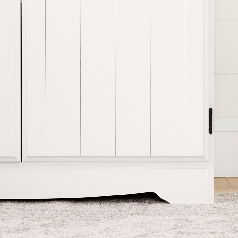 White Farmhouse 4-Door Storage Cabinet with Adjustable Shelves