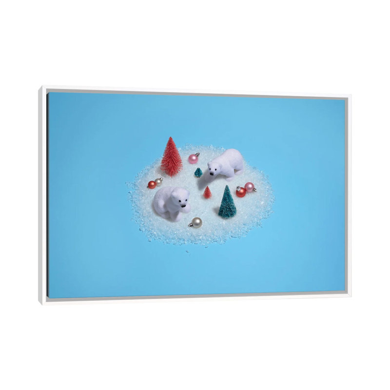 «Arctic Holiday Gathering», reproduction d'art sur toile encadrée, H 40 po x l 60 po, Blanc