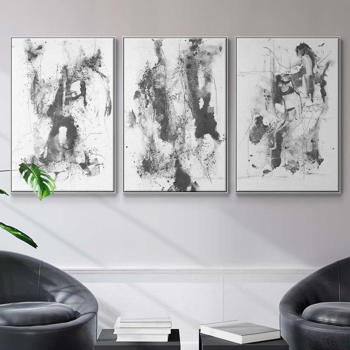 Wexford Home Graphite Abstract I Framed On Canvas 3 Pieces Print | Wayfair