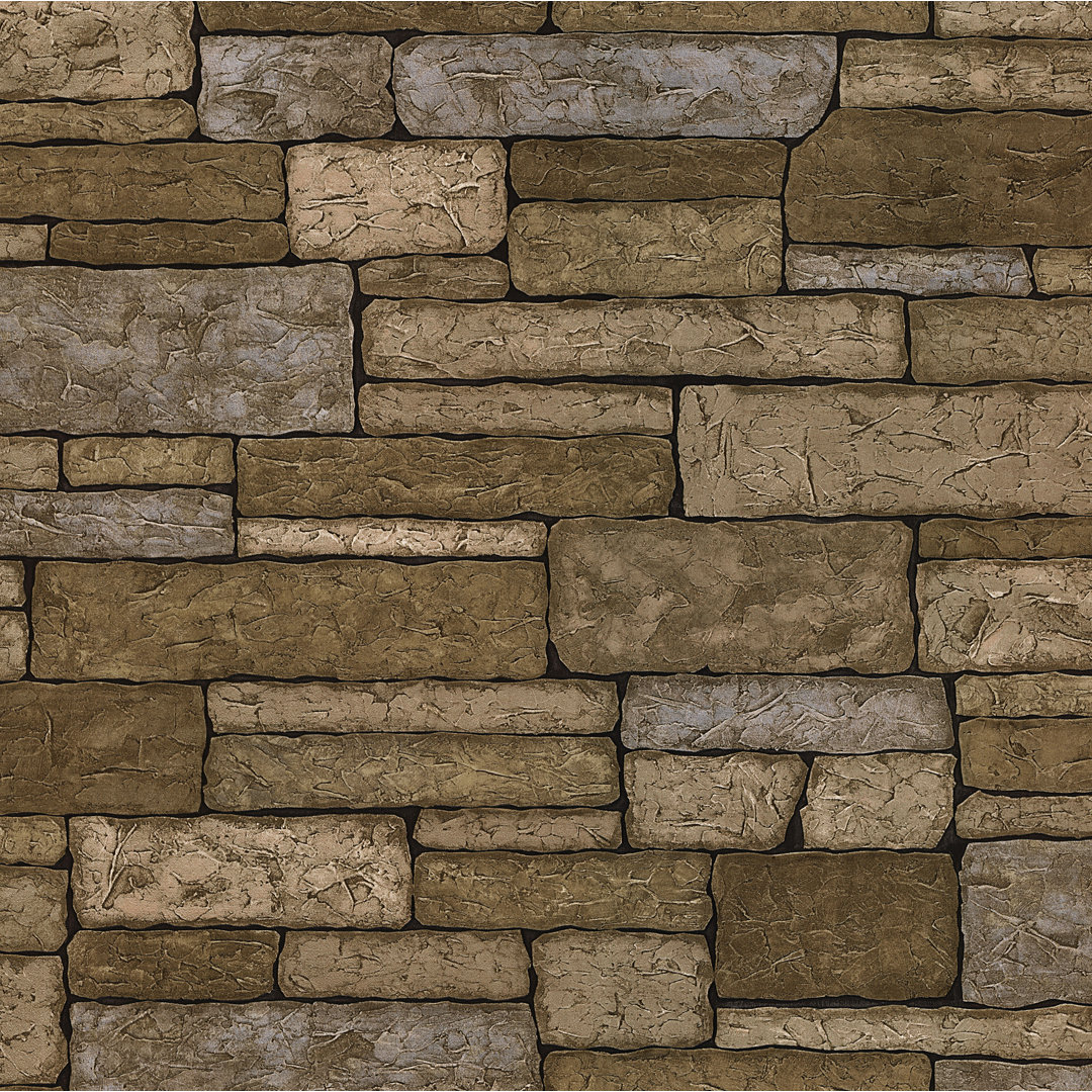 Echo Lake Lodge Brick 3D Embossed Wallpaper Brewster Home Fashions 