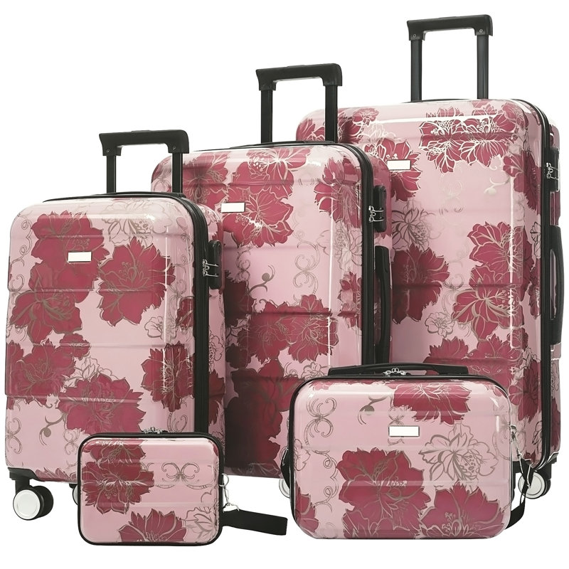 Luggage Sets New Model PC 5pcs, Purple Pink Flower