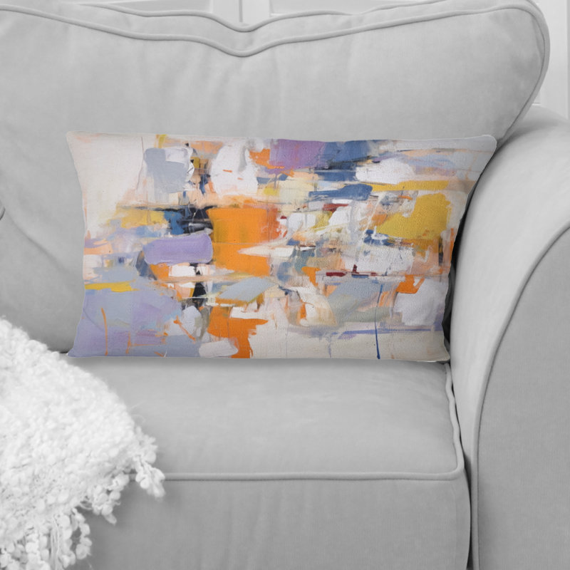Coussin Poétique Expressionism en mauve et orange - Collages abstraits