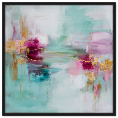 «Golden Veins III», reproduction d'art sur toile encadrée par Art Remedy, cadre noir, 16 x 16