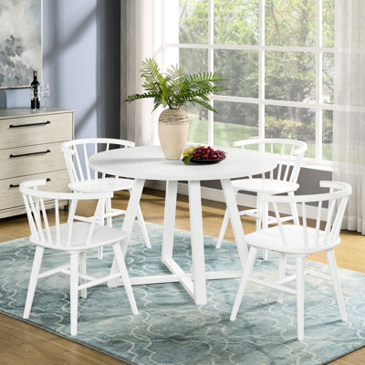 Table à tréteaux ronde en bois blanc 5 avec 4 chaises leurres respectables