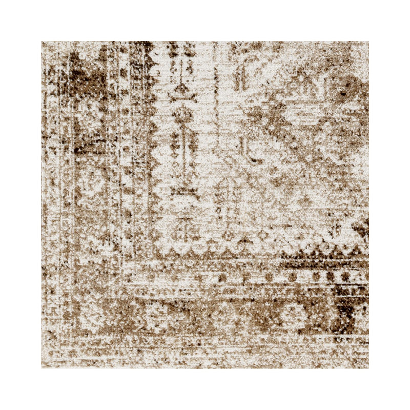 Priston Oriental Brown Area Rug, Square 6'7"