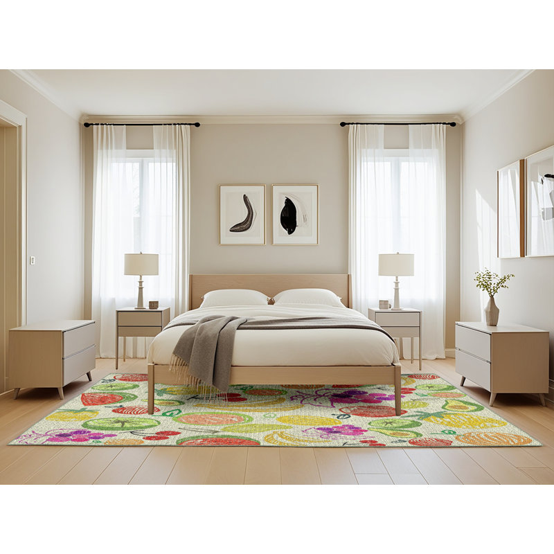 Jaune Tapis décoratif pétillo, Rectangle 5 pi x 8 pi