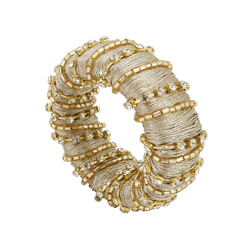 Fer, porte-serviette perles de verre, Or