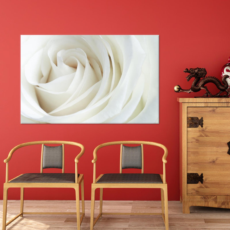 Art mural personnalisé en toile rose blanche présentant un élégant design minimaliste floral idéal comme cadeau, Toile tendue