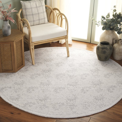 Ebony 928 Hand Tufted Wool/Cotton Floral Rug in Gray/Beige
