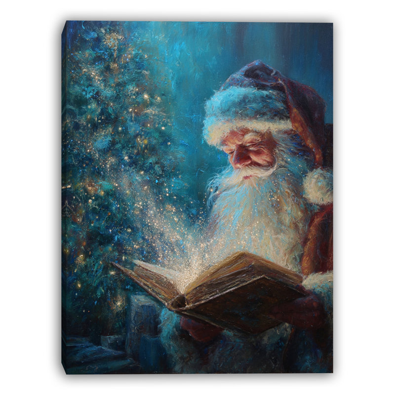 «Santa's Magical Storybook - Enchanted Christmas Night», art mural sur toile