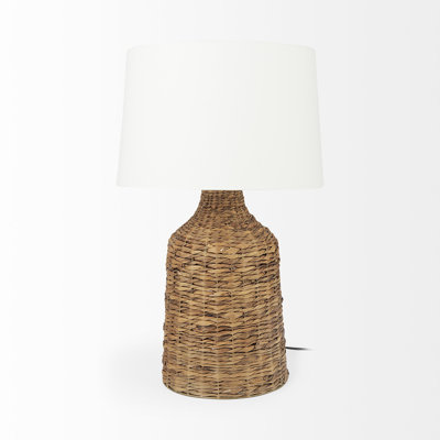 Lampe de table en osier brun Emmaus L 12,0 x l 12,0 x H 18,8