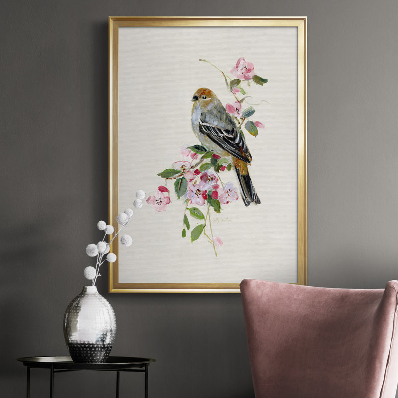 «Spring Song Goldfinch», peinture sur toile encadrée, Or, H 26,5 po x l 36,5 po x P 1,5 po