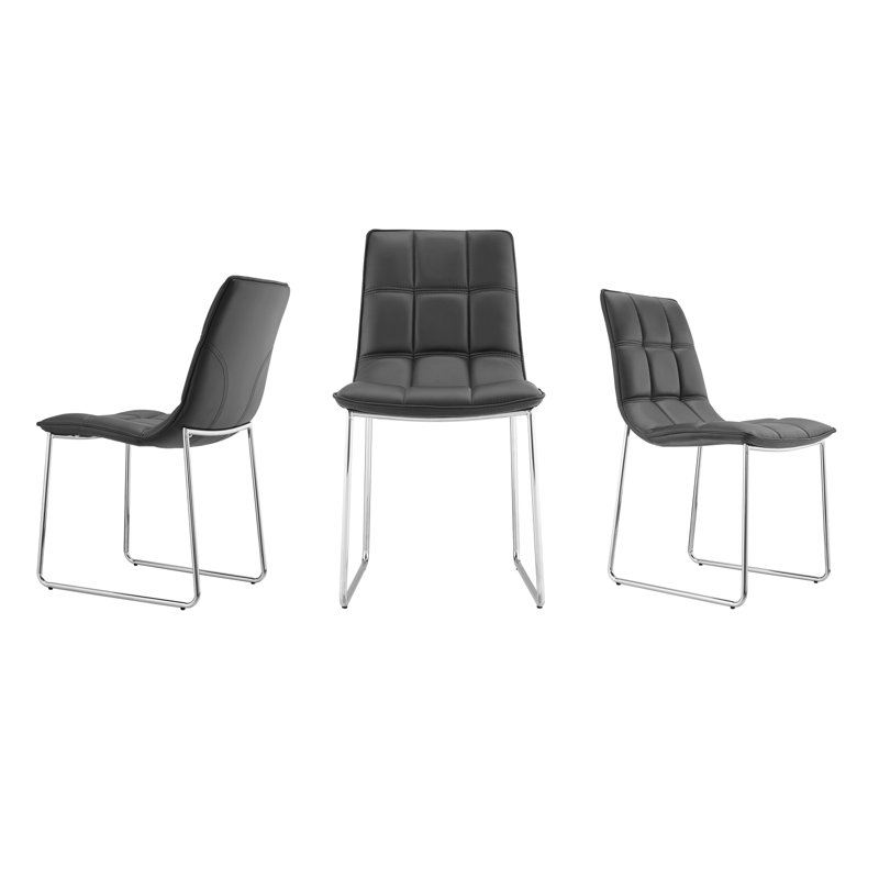 Chaise d'appoint en cuir Leandro, Noir, noir, noir, noir