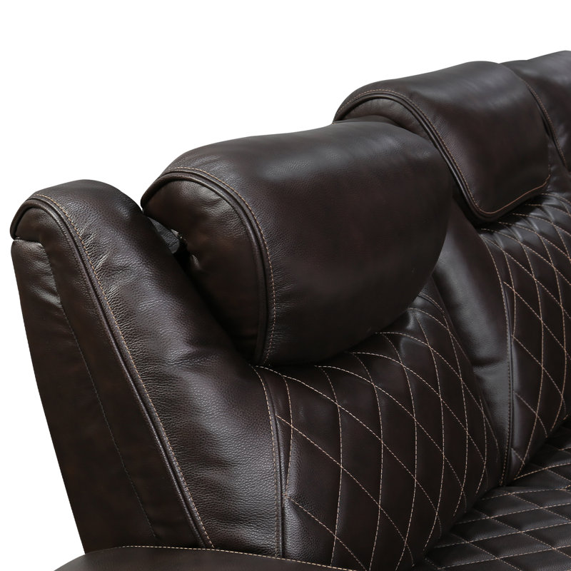 Upholstered Home Theater Seat with Cup Holder, Dark Chocolate 