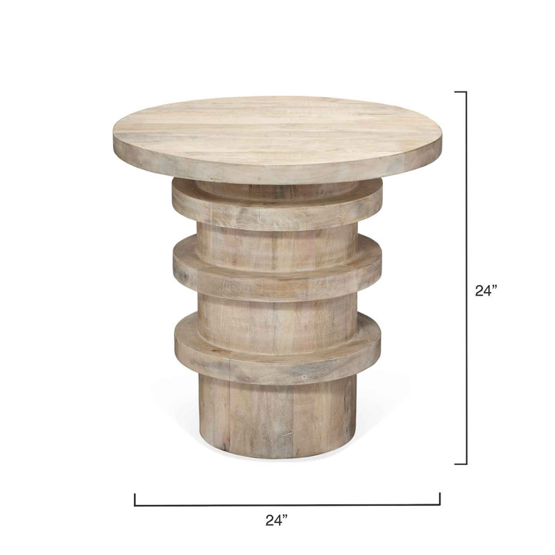 Revolve Artisan White Washed Mango Wood Drum End Table